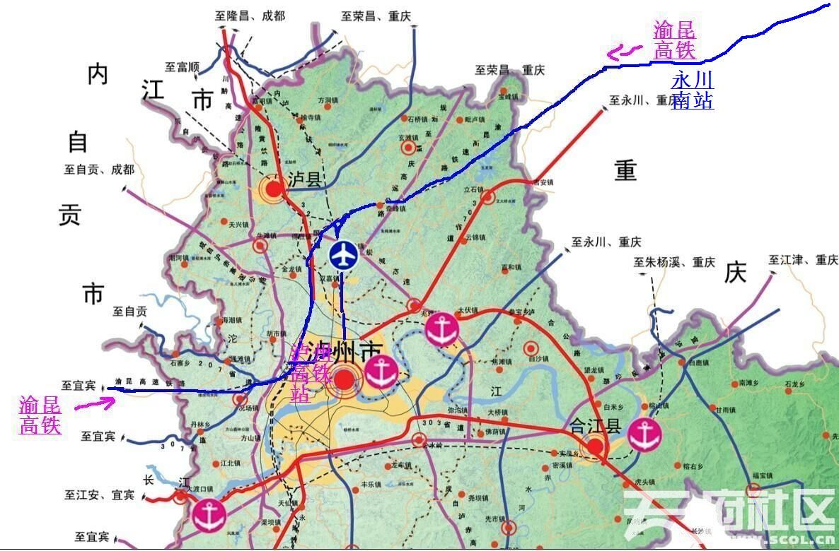 渝昆高铁泸州段具体线路走向