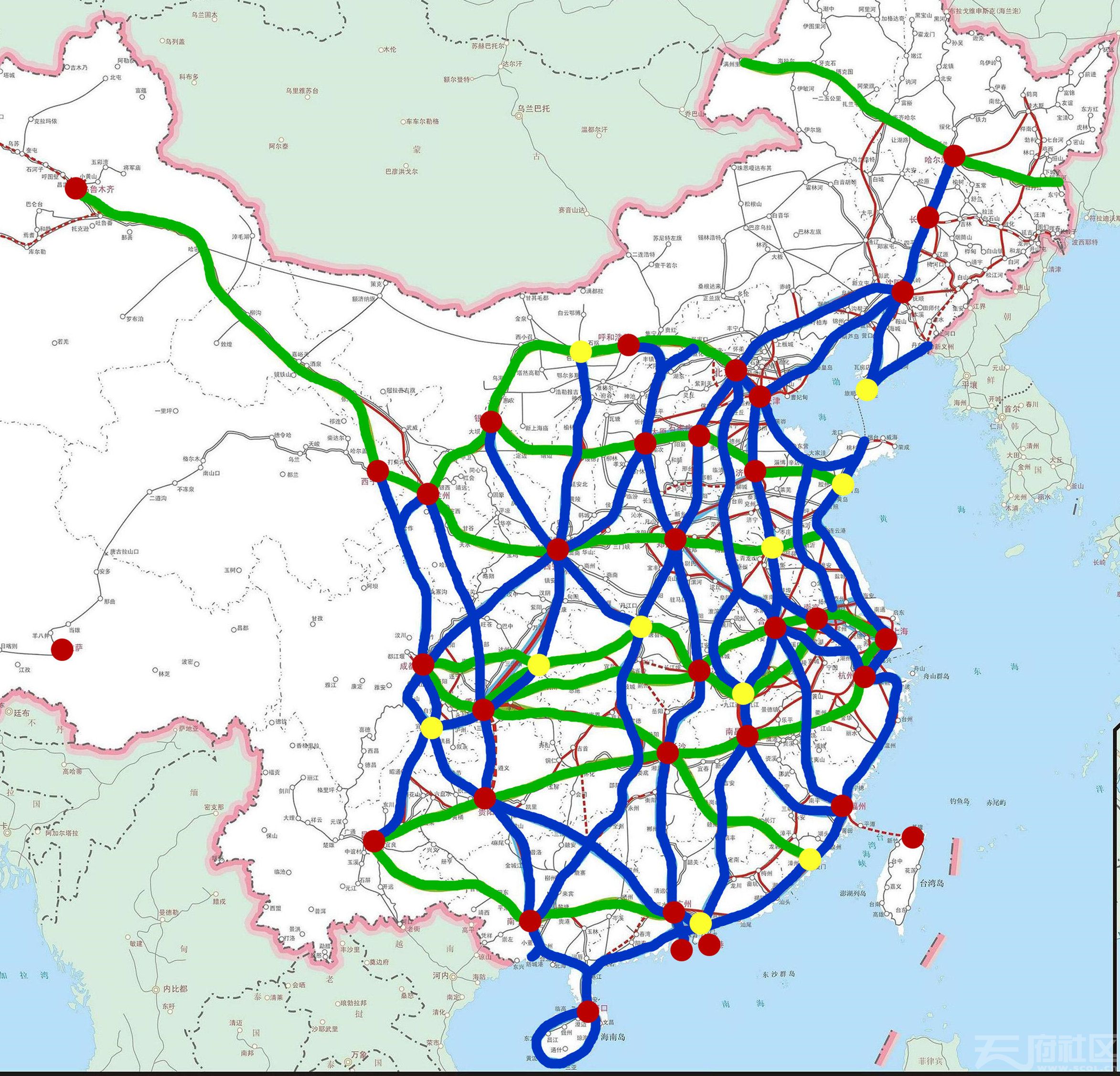 没事画了八纵八横高铁图,把兰渝通道补齐了.