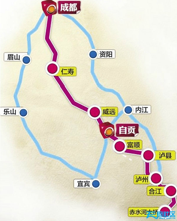 成都 自贡 泸州 赤水路线图