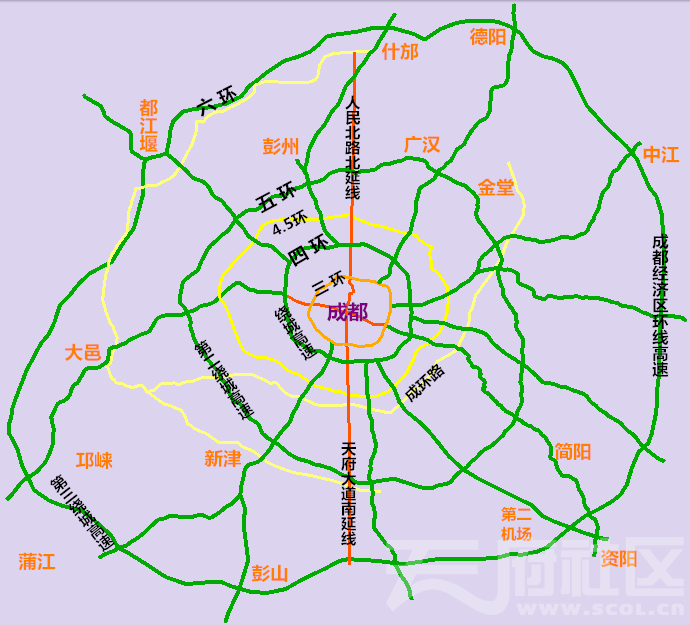 一环到六环,来数数成都的环路,顺便看看成都主城区究竟有多大