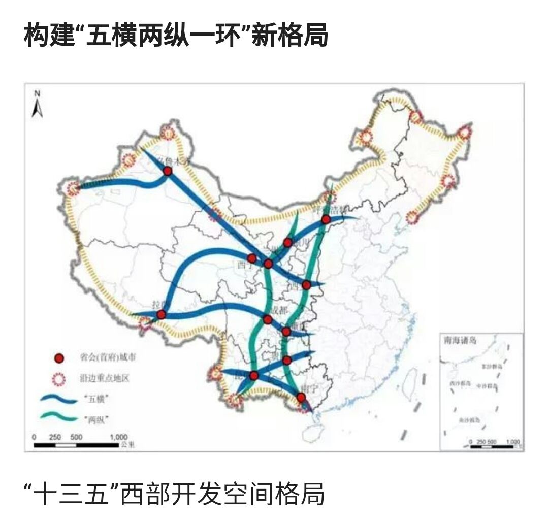 西部大开发十三五规划,五横两纵一环布局!