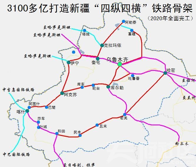 新疆四纵四横铁路规划图片